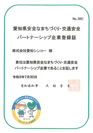 パートナーシップ企業登録証